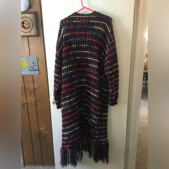 Multicolor Fringe Knit Coat - Picture 9 of 10